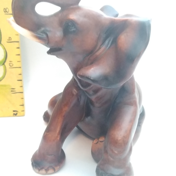 Raised Trunk Figurine Elephant With Tusk 5.75" Tall - Picture 6 of 9